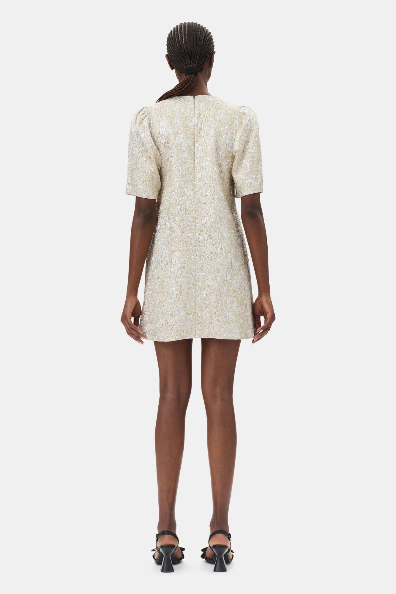 Gold and Silver Metallic A-Line Mini Dress Product Image