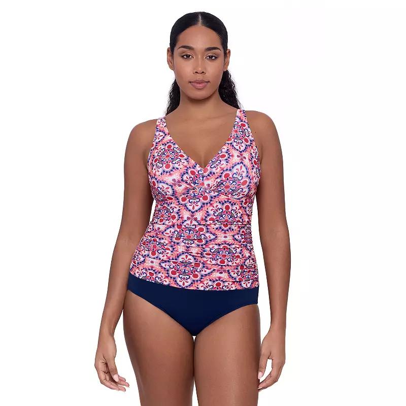 Womens Bal Harbour Tattle Tile V-Neck Shirred Side Mio One-Piece Swimsuit Product Image