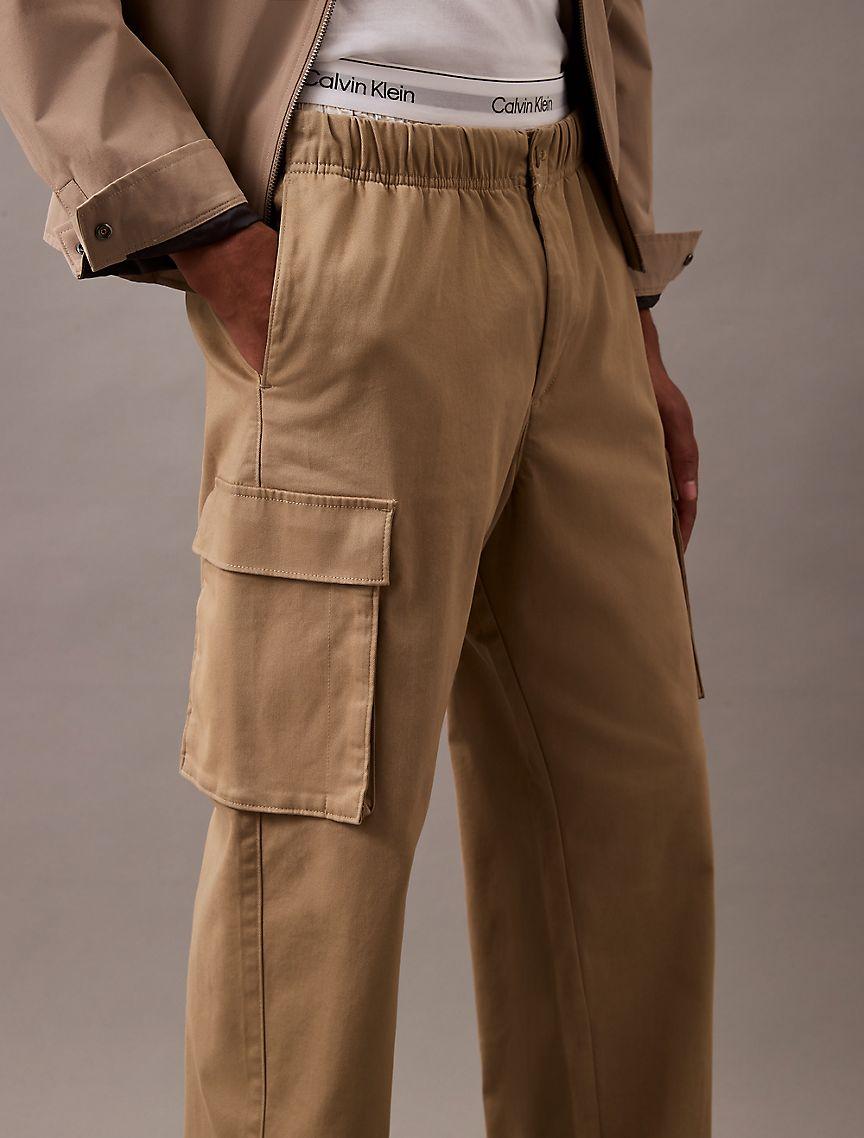 Cotton Blend Straight Fit Cargo Pants Product Image