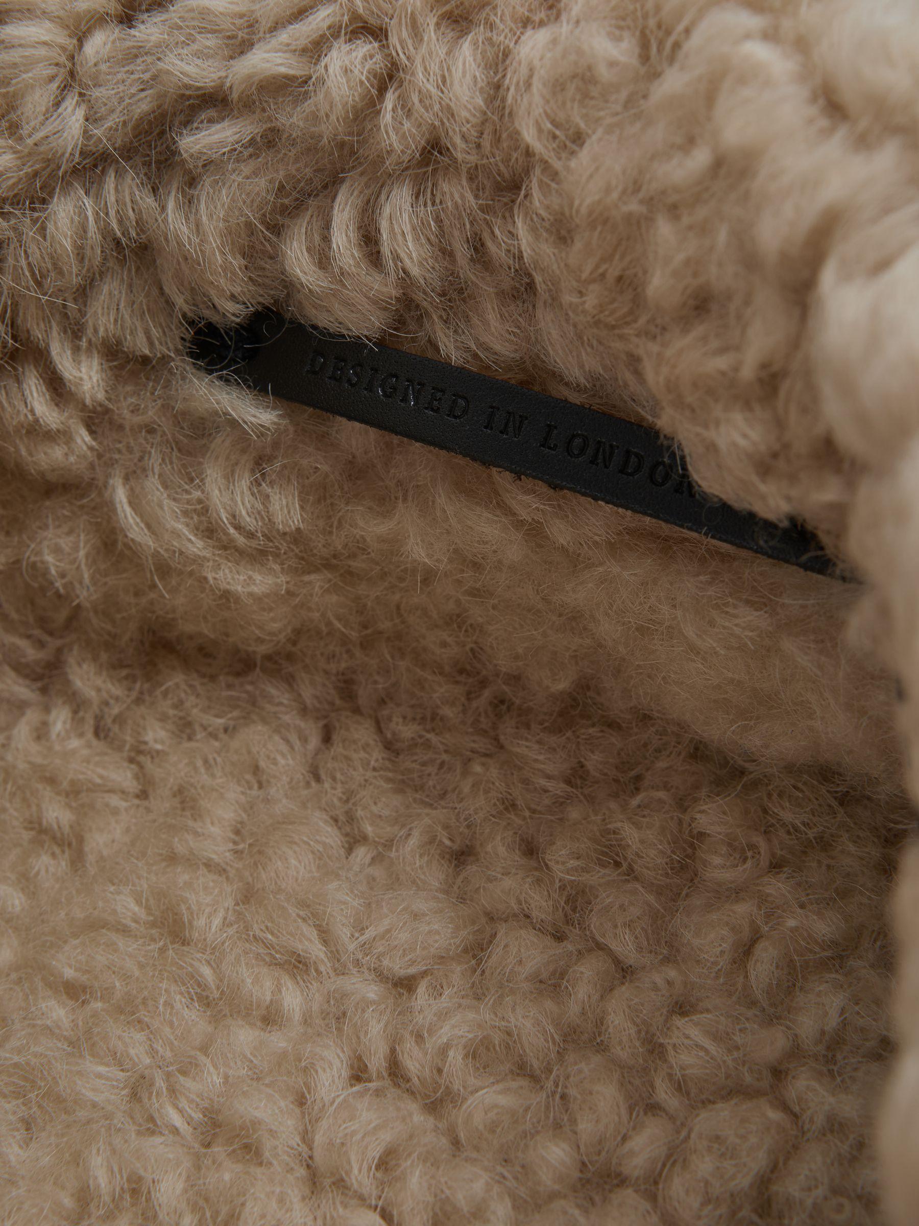 Suede Sheepskin Zip-Through Jacket in Stone Product Image