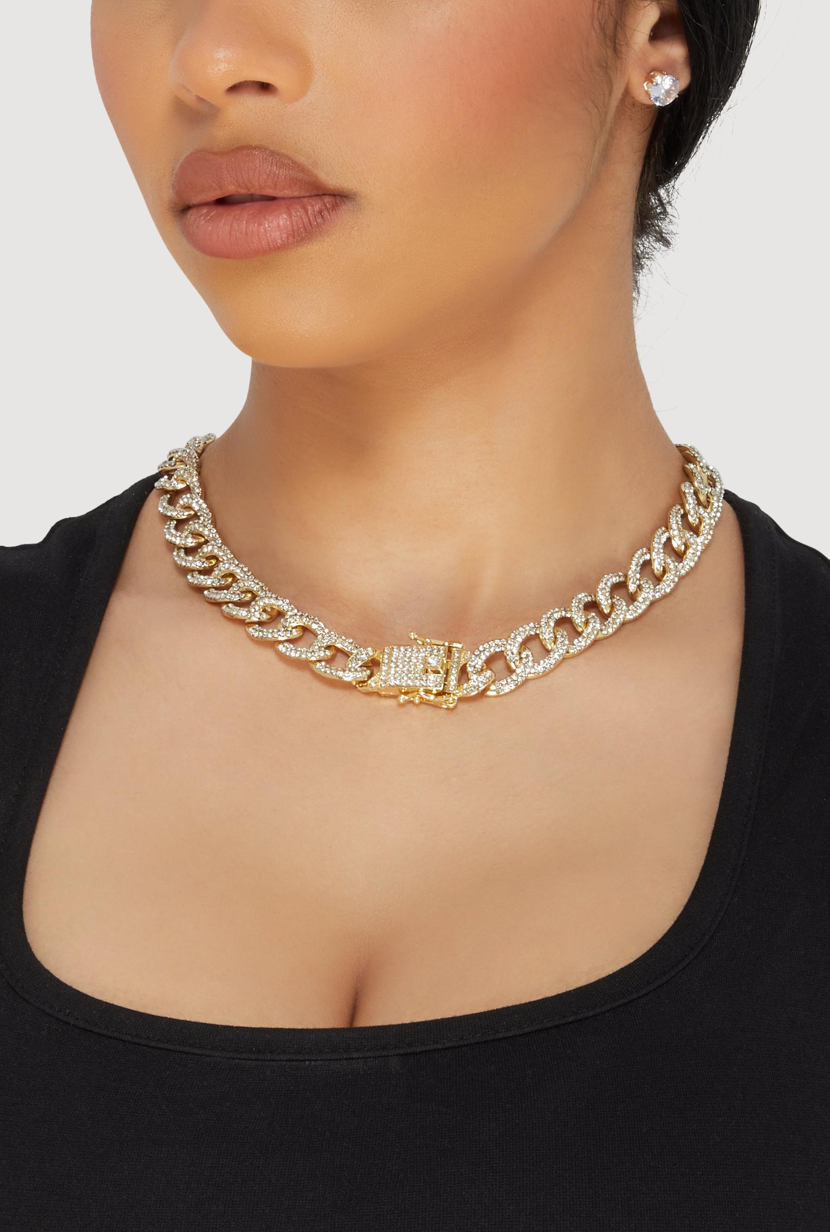 Box Clasp Chain Link Necklace with Stud Earrings Unisex Product Image