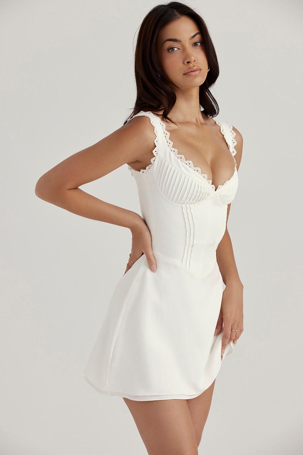 Tilly  white pin tuck mini dress Product Image