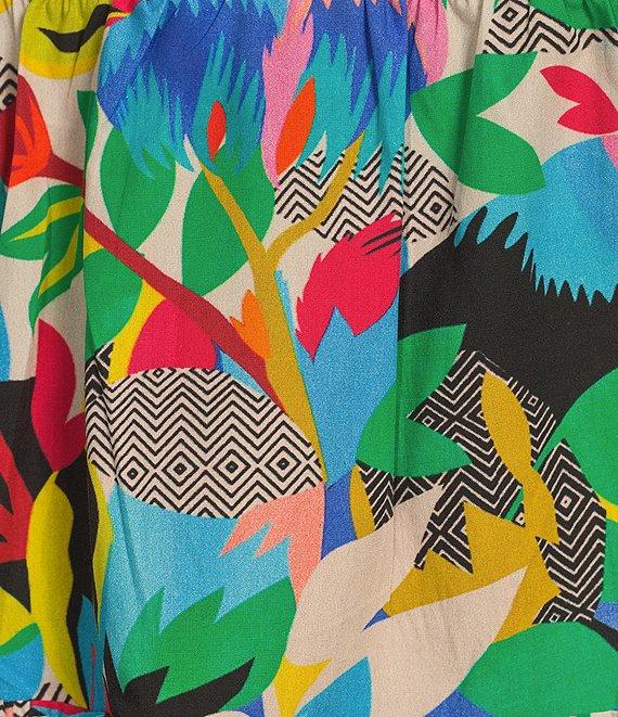 APNY Printed Split Neck 3/4 Flounce Sleeve Tiered A-Line Dress Product Image