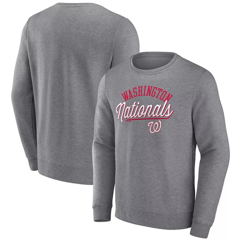 Men's Fanatics Branded Heather Gray Washington Nationals Simplicity Pullover Sweatshirt,  Product Image