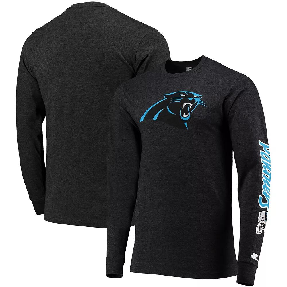 Men's Starter Heathered Black Carolina Panthers Halftime Long Sleeve T-Shirt,  Product Image