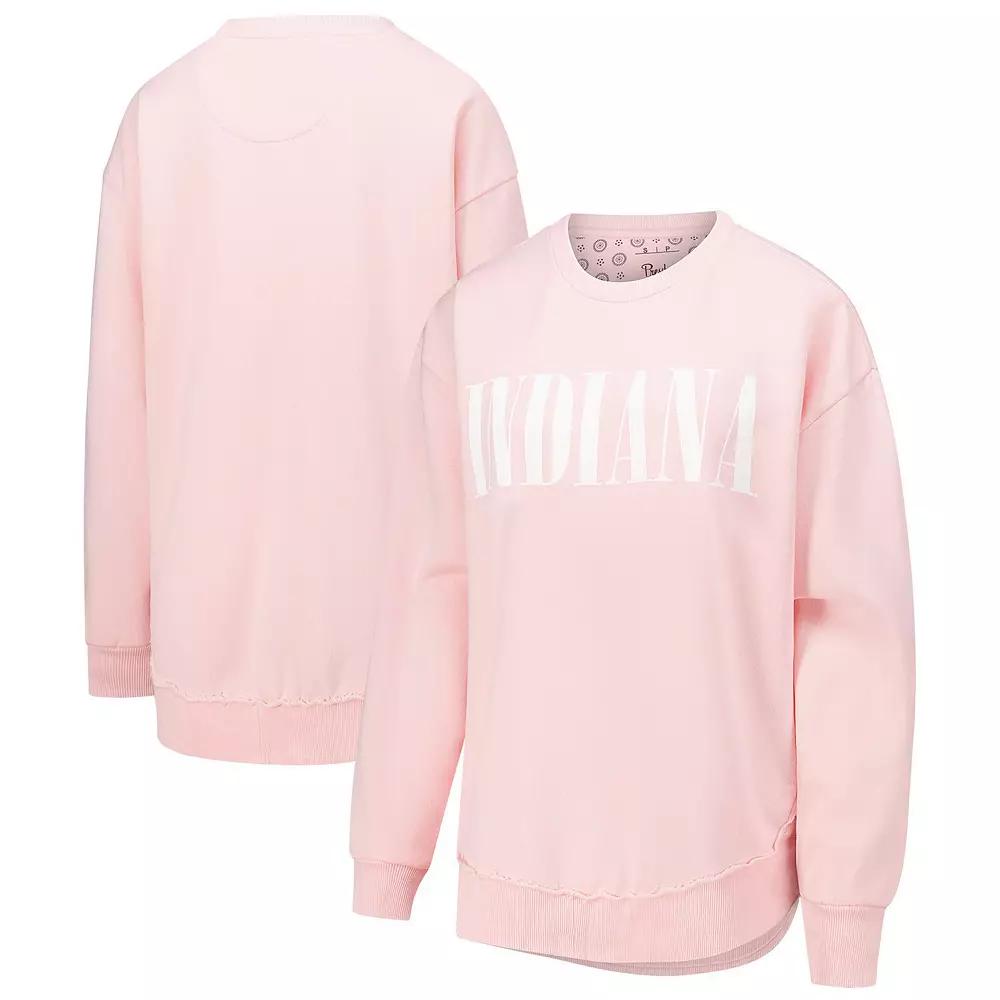 Women's Pressbox Light Pink Indiana Hoosiers Poncho Fleece Pullover Sweatshirt, Size: Large Product Image