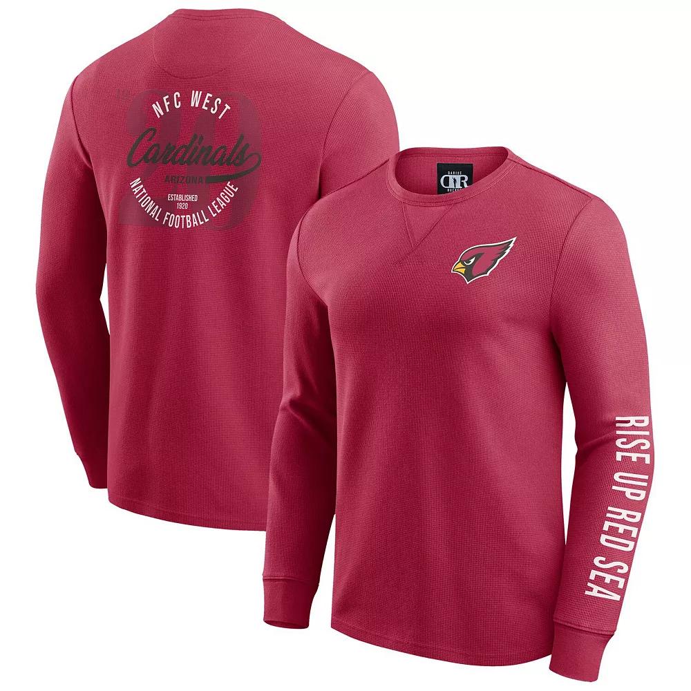 Men's Darius Rucker Collection by Fanatics Red Arizona Cardinals Washed Waffle-Knit Long Sleeve T-Shirt,  Product Image