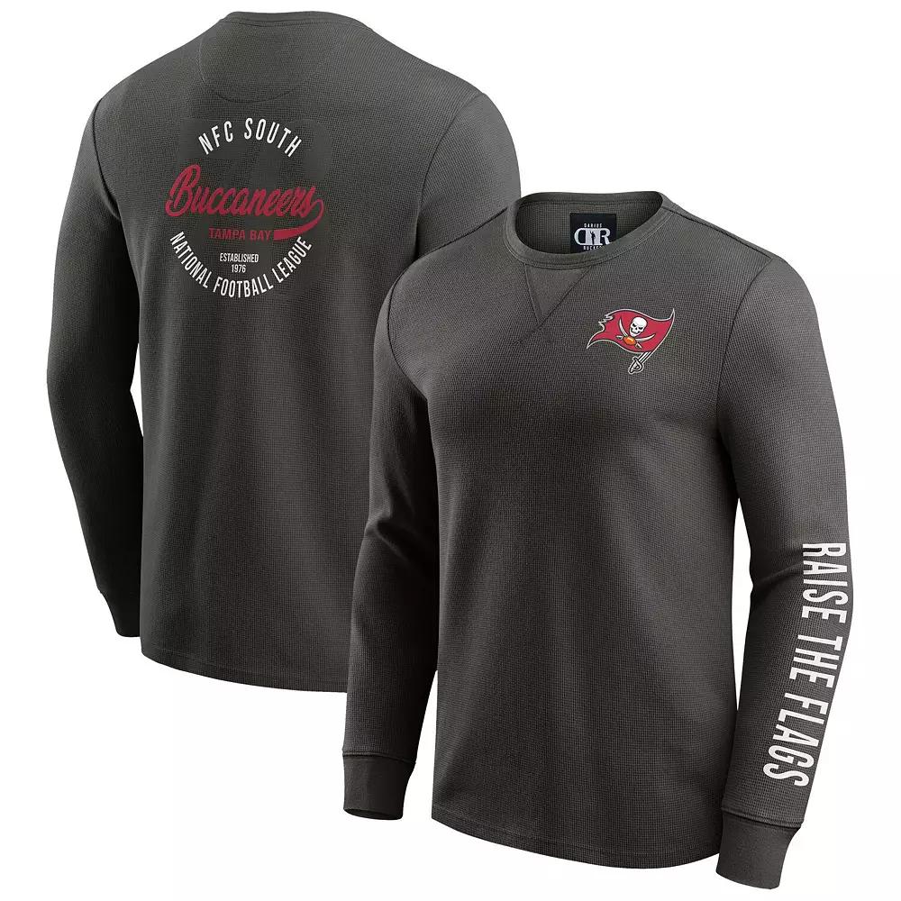 Men's Darius Rucker Collection by Fanatics Pewter Tampa Bay Buccaneers Washed Waffle-Knit Long Sleeve T-Shirt,  Product Image