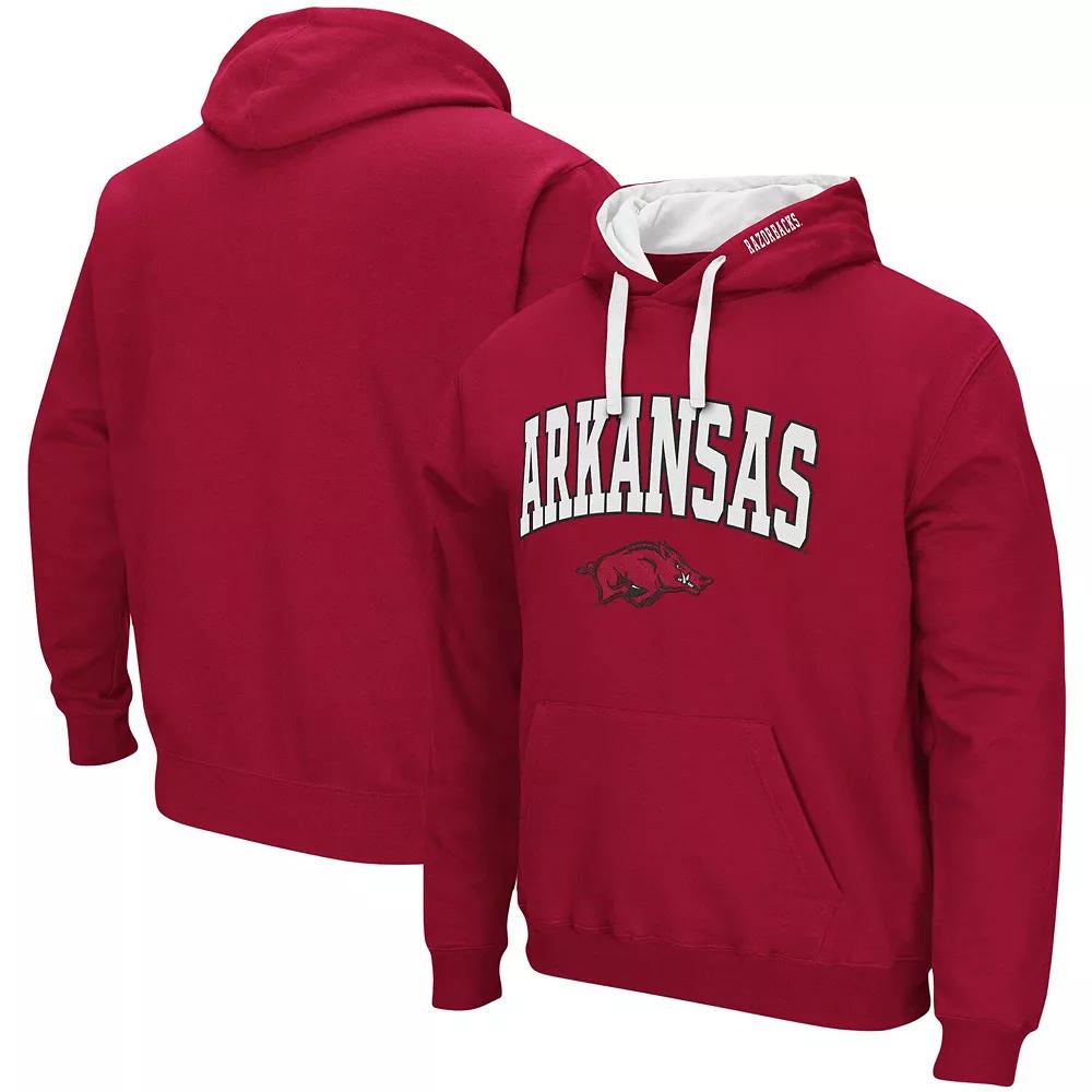 Men's Colosseum Cardinal Arkansas Razorbacks Big & Tall Arch & Logo 2.0 Pullover Hoodie,  Product Image