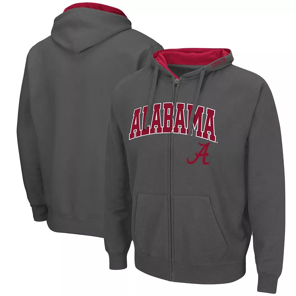 Men's Colosseum Charcoal Alabama Crimson Tide Arch & Logo 3.0 Full-Zip Hoodie,  Product Image