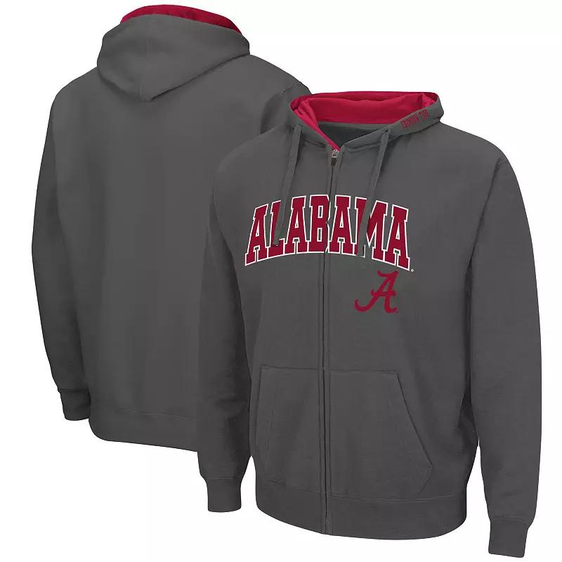 Men's Colosseum Charcoal Alabama Crimson Tide Arch & Logo 3.0 Full-Zip Hoodie, Size: 3XL Product Image