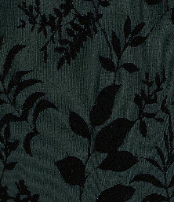 Calvin Klein Floral Burnout Crushed-Velvet Long Sleeve Mock Neck Ruched Top Product Image