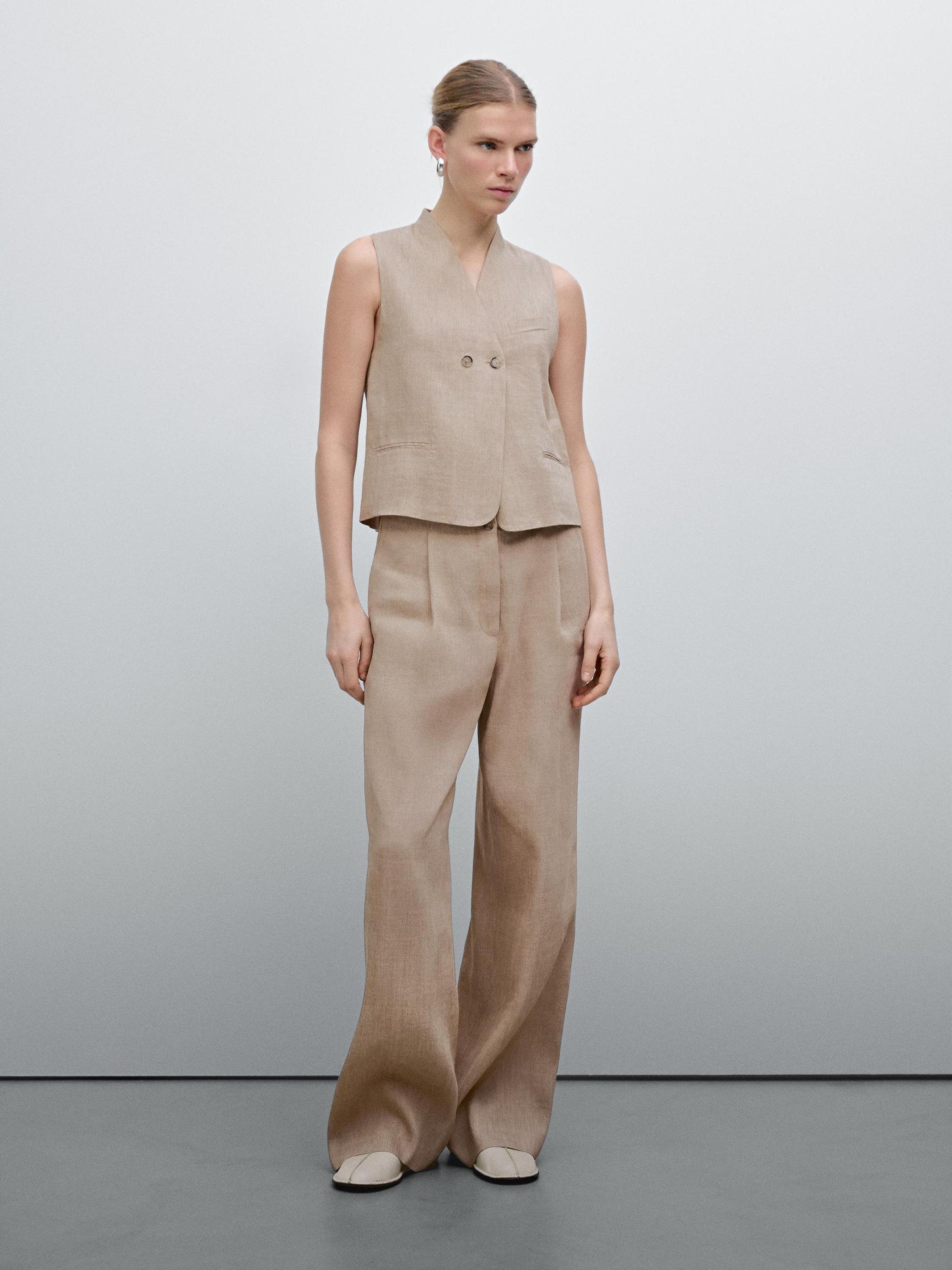 Flowing linen blend suit trousers Product Image