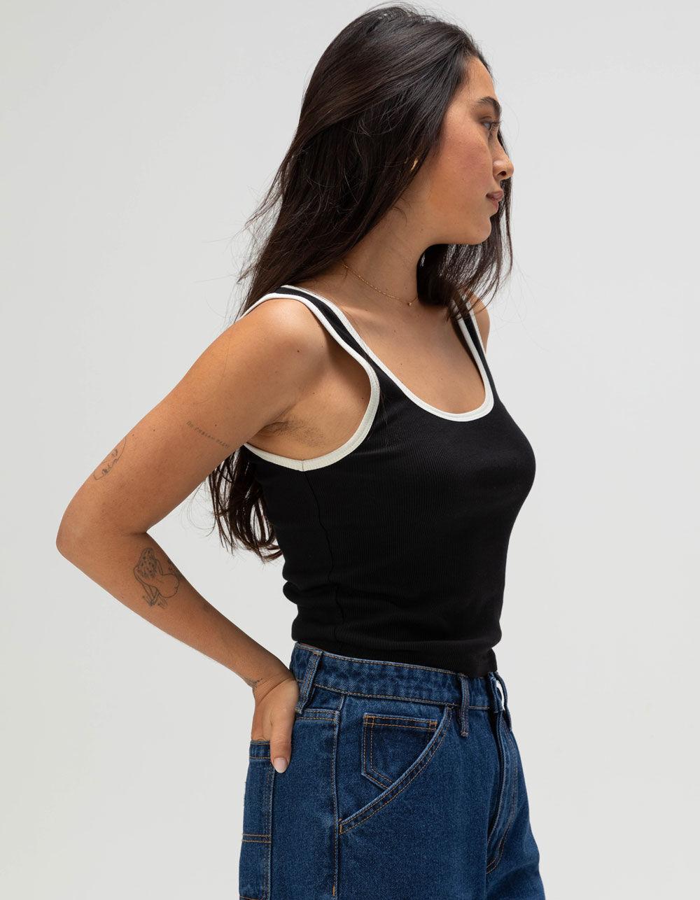 BRIXTON Ringer Organic Womens Tank Top - BLACK/WHITE Product Image