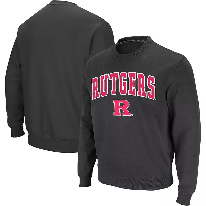 Men's Colosseum Charcoal Rutgers Scarlet Knights Arch & Logo Crew Neck Sweatshirt, Size: Large Product Image