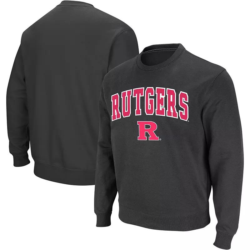 Men's Colosseum Charcoal Rutgers Scarlet Knights Arch & Logo Crew Neck Sweatshirt, Size: Large Product Image