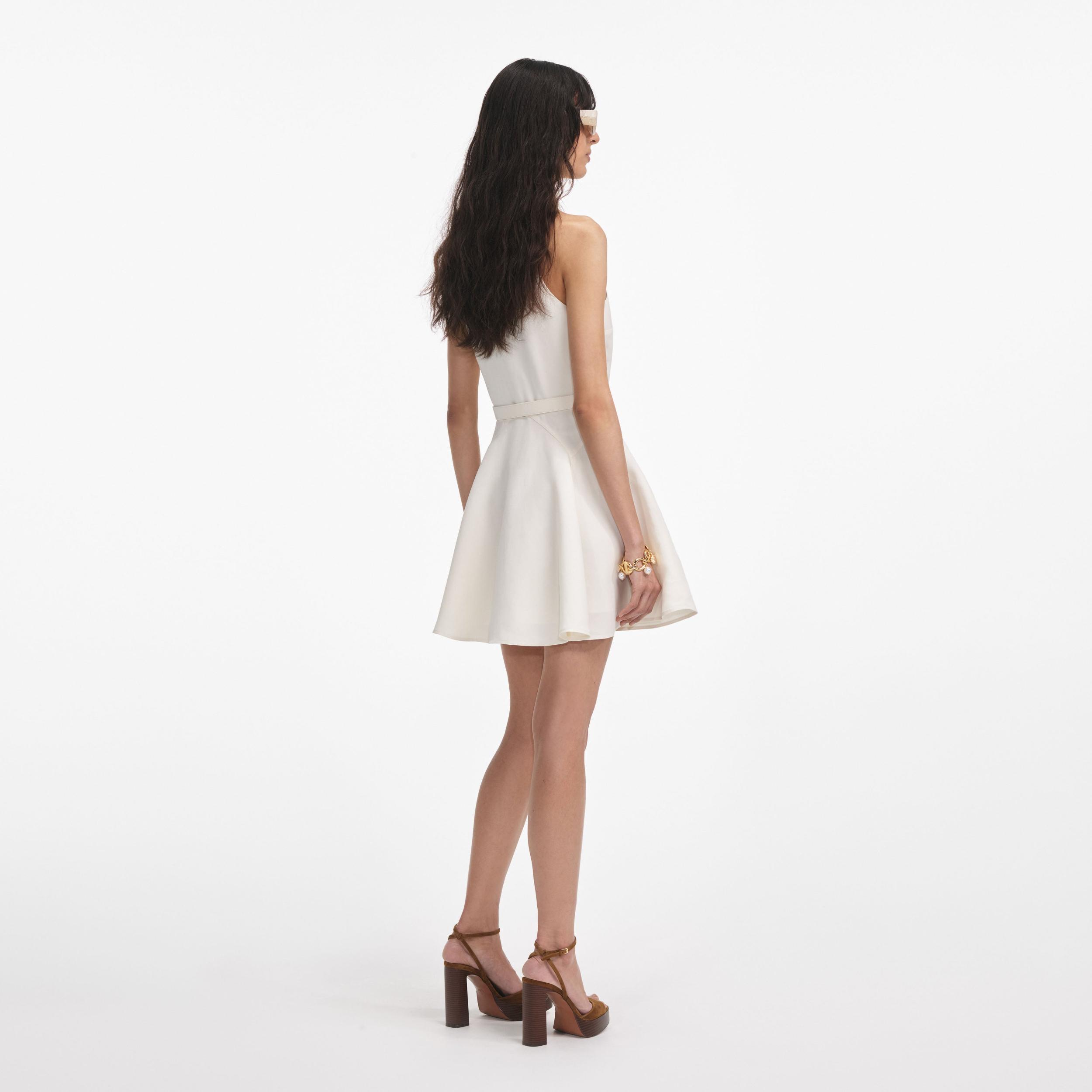 Cream Linen Mini Dress Product Image