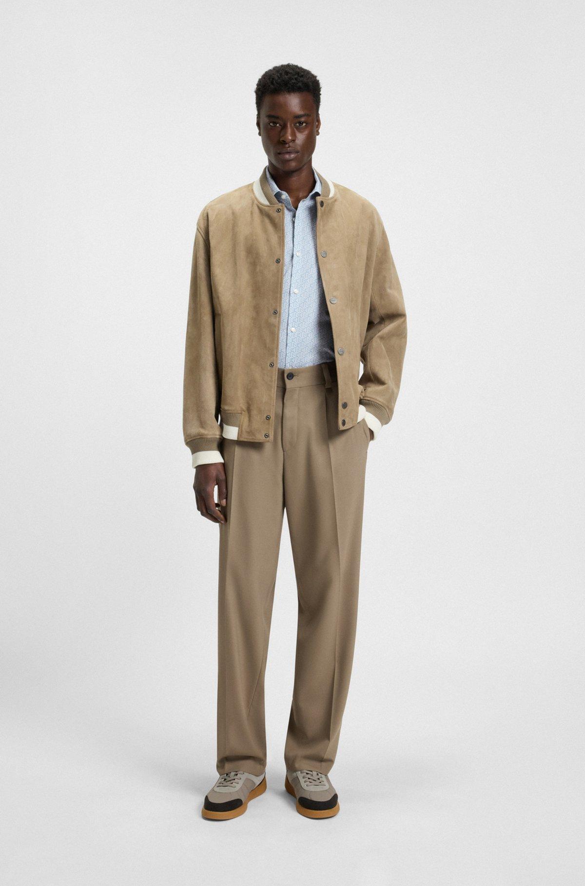 Slim-fit shirt in printed cotton poplin Product Image