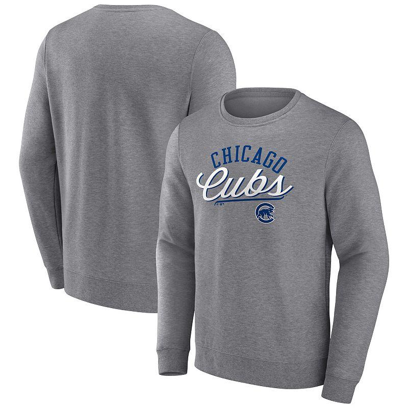 Men's Fanatics Branded Heather Gray Chicago Cubs Simplicity Pullover Sweatshirt,  Product Image