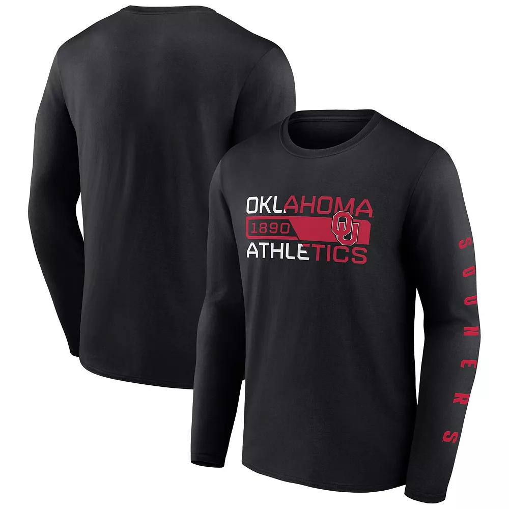 Men's Fanatics Branded Black Oklahoma Sooners Broad Jump 2-Hit Long Sleeve T-Shirt, Size: Large Product Image