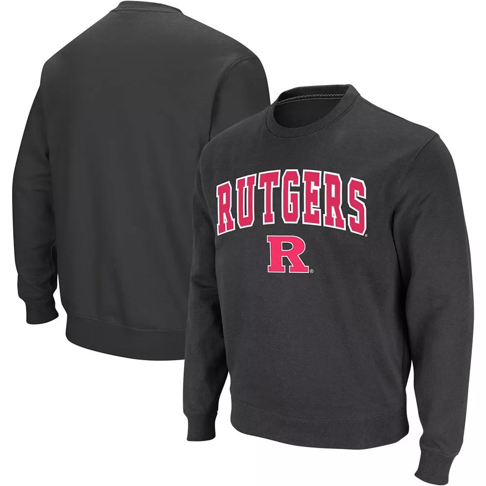 Men's Colosseum Charcoal Rutgers Scarlet Knights Arch & Logo Crew Neck Sweatshirt, Size: Large Product Image