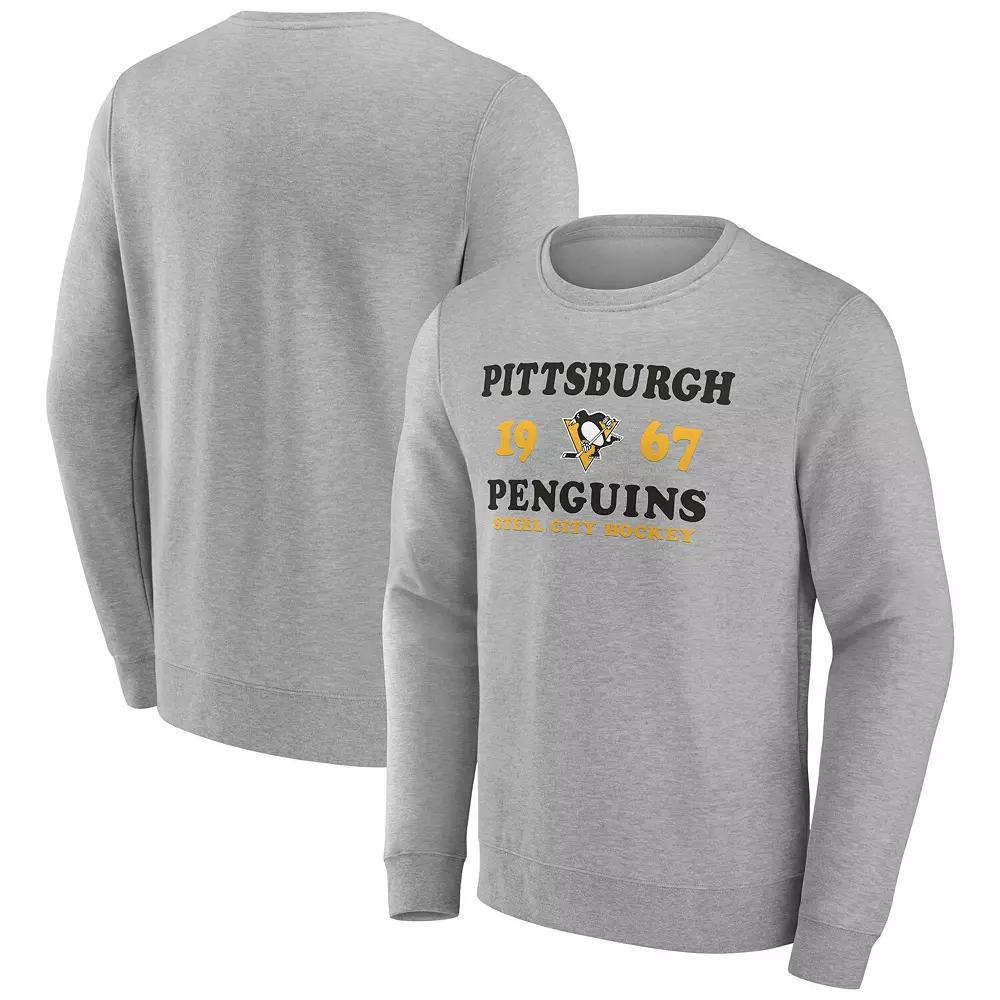 Men's Fanatics Branded Heather Charcoal Pittsburgh Penguins Fierce Competitor Pullover Sweatshirt,  Product Image