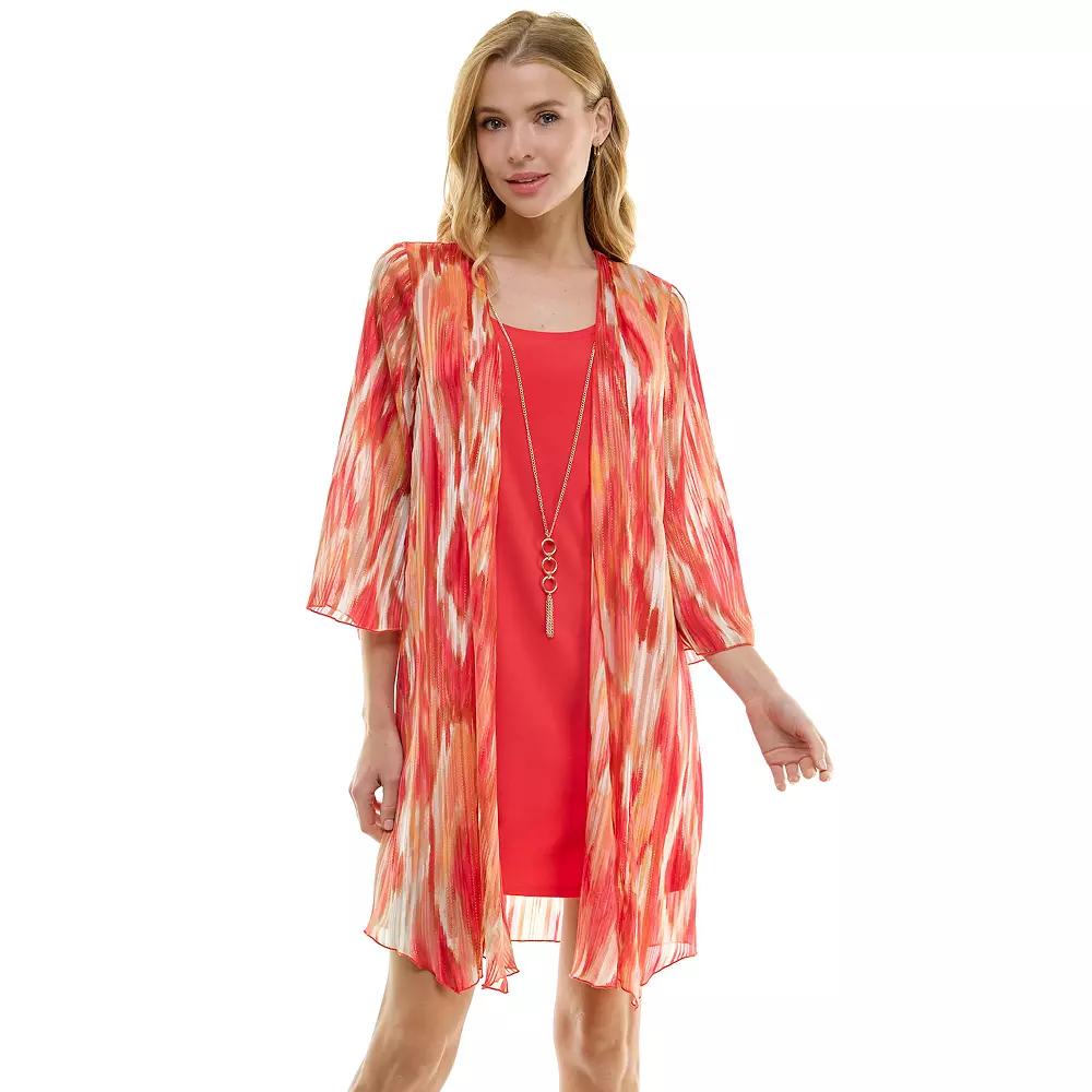 Women's Luxology 2-Piece Bell Sleeve Jacket & Drop Collar Dress Set,  Product Image