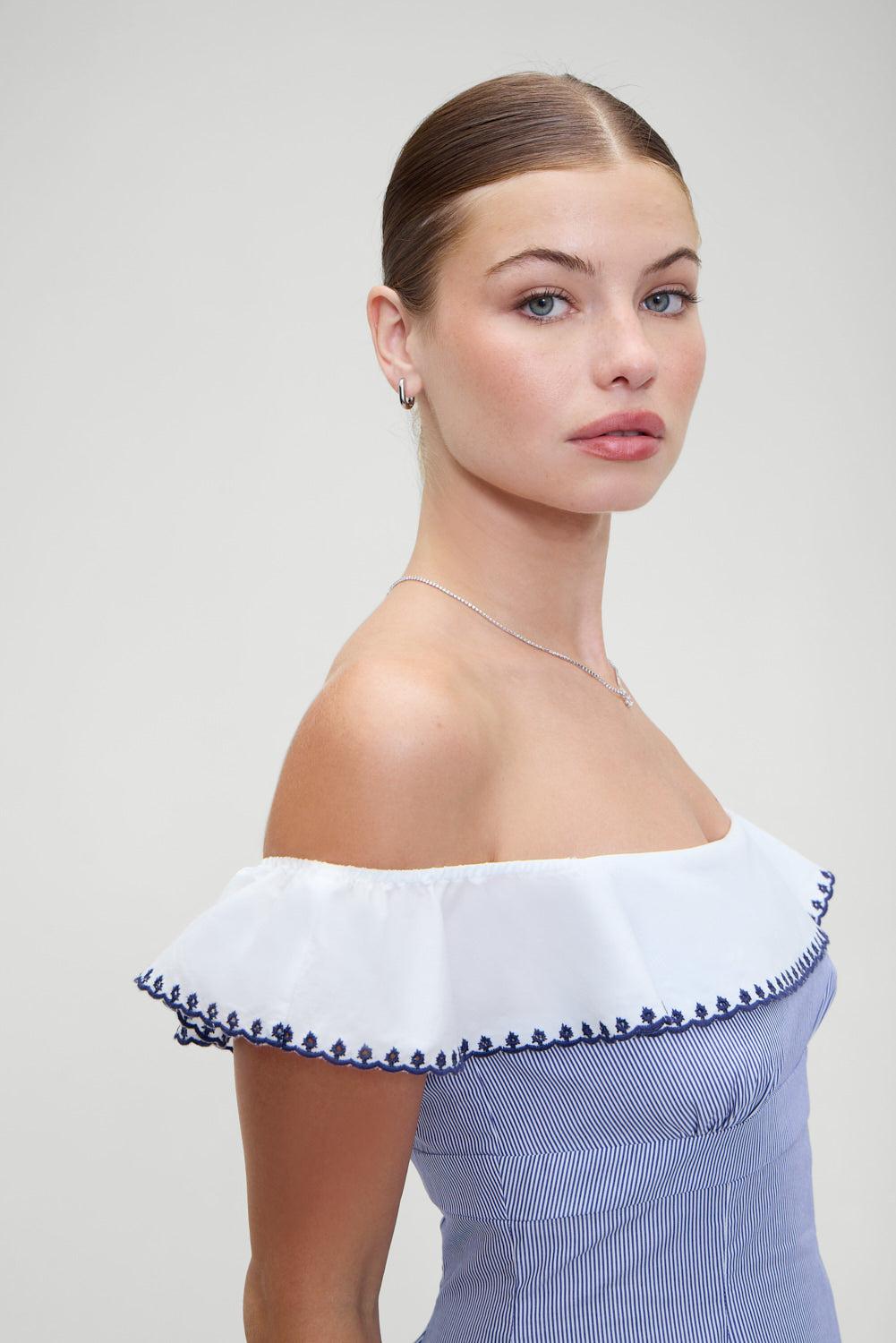 Lilah Striped Mini Dres - Midnight Stripe Product Image