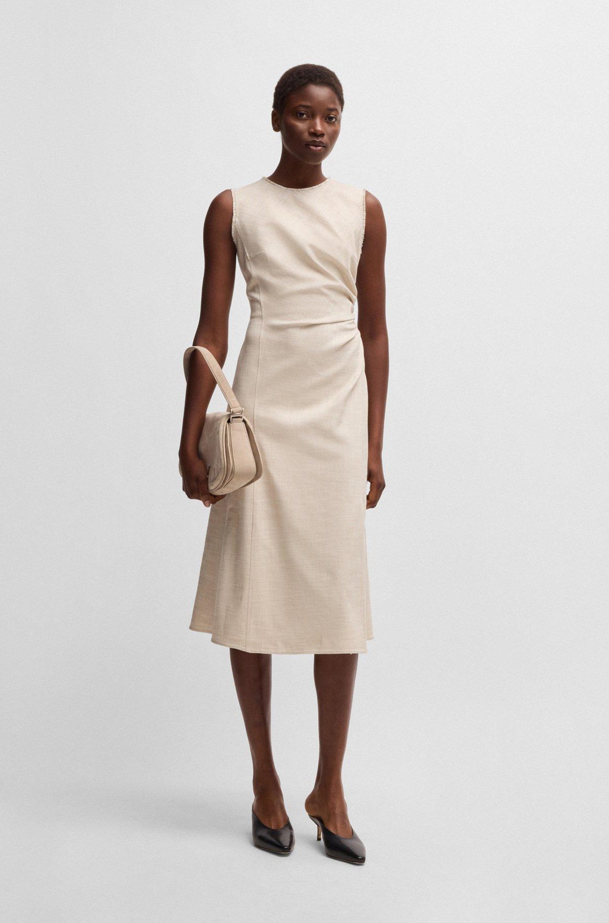 Melange dress with frayed and gathered details Product Image