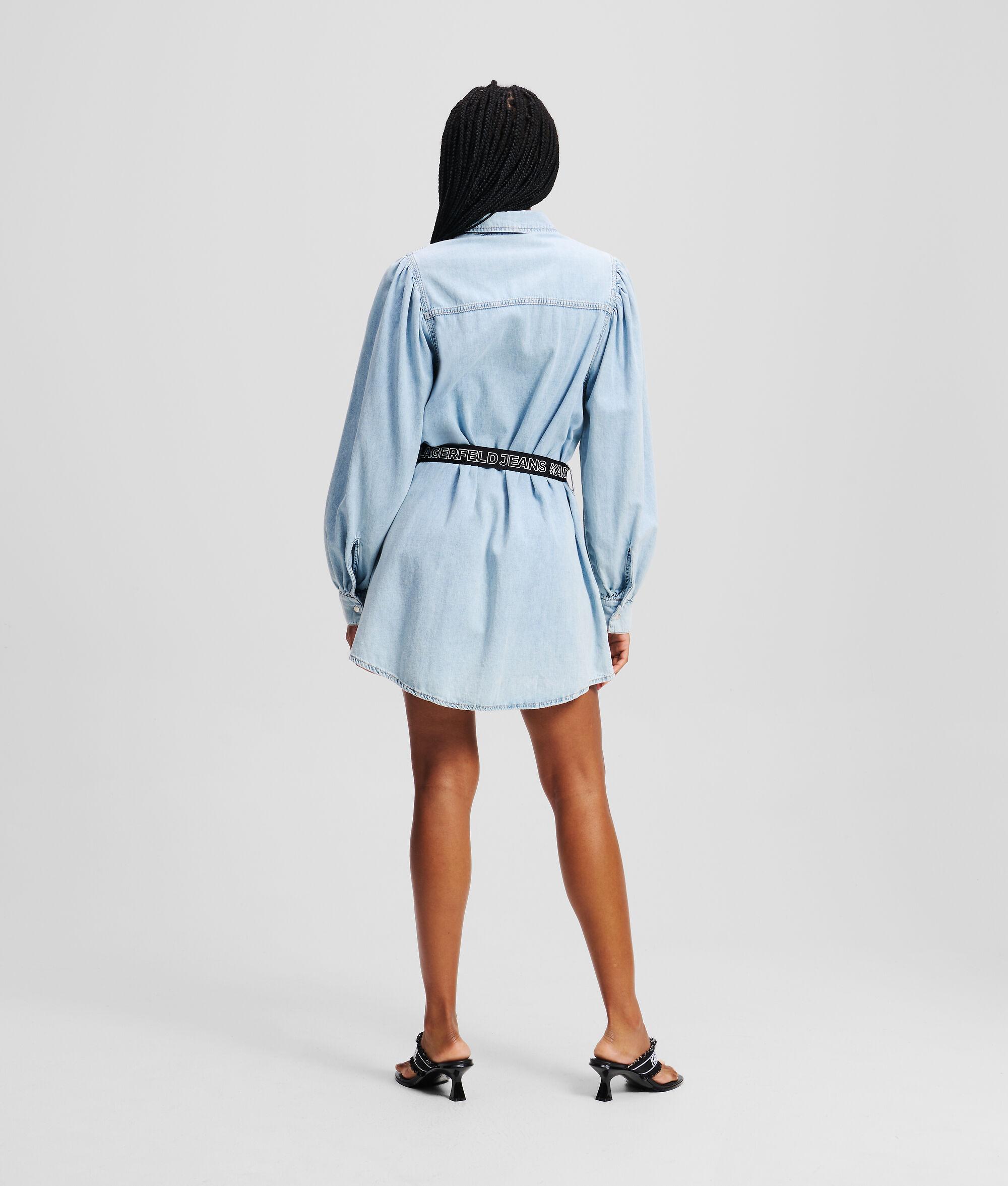 PUFF-SLEEVED DENIM SHIRT DRESS Product Image
