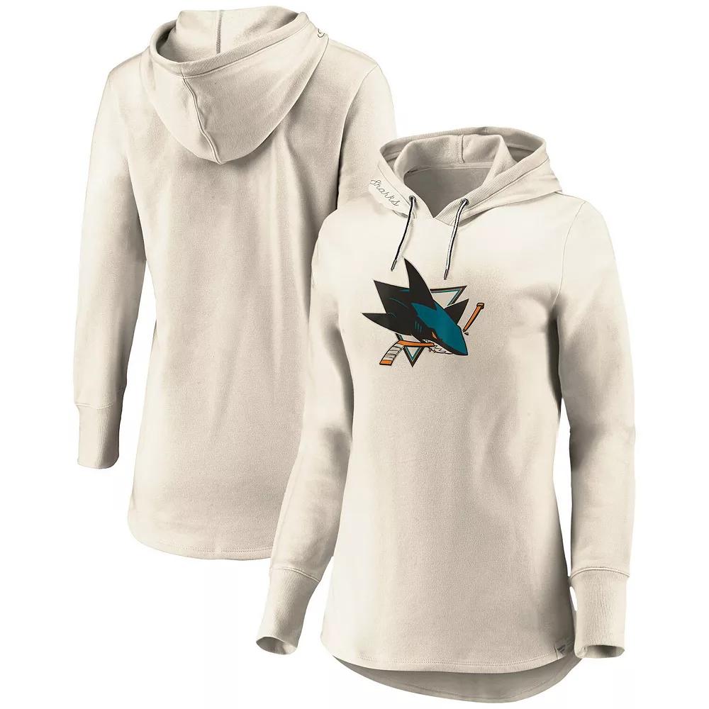 Women's Fanatics Branded Oatmeal San Jose Sharks True Classics Signature Fleece Pullover Hoodie,  Product Image