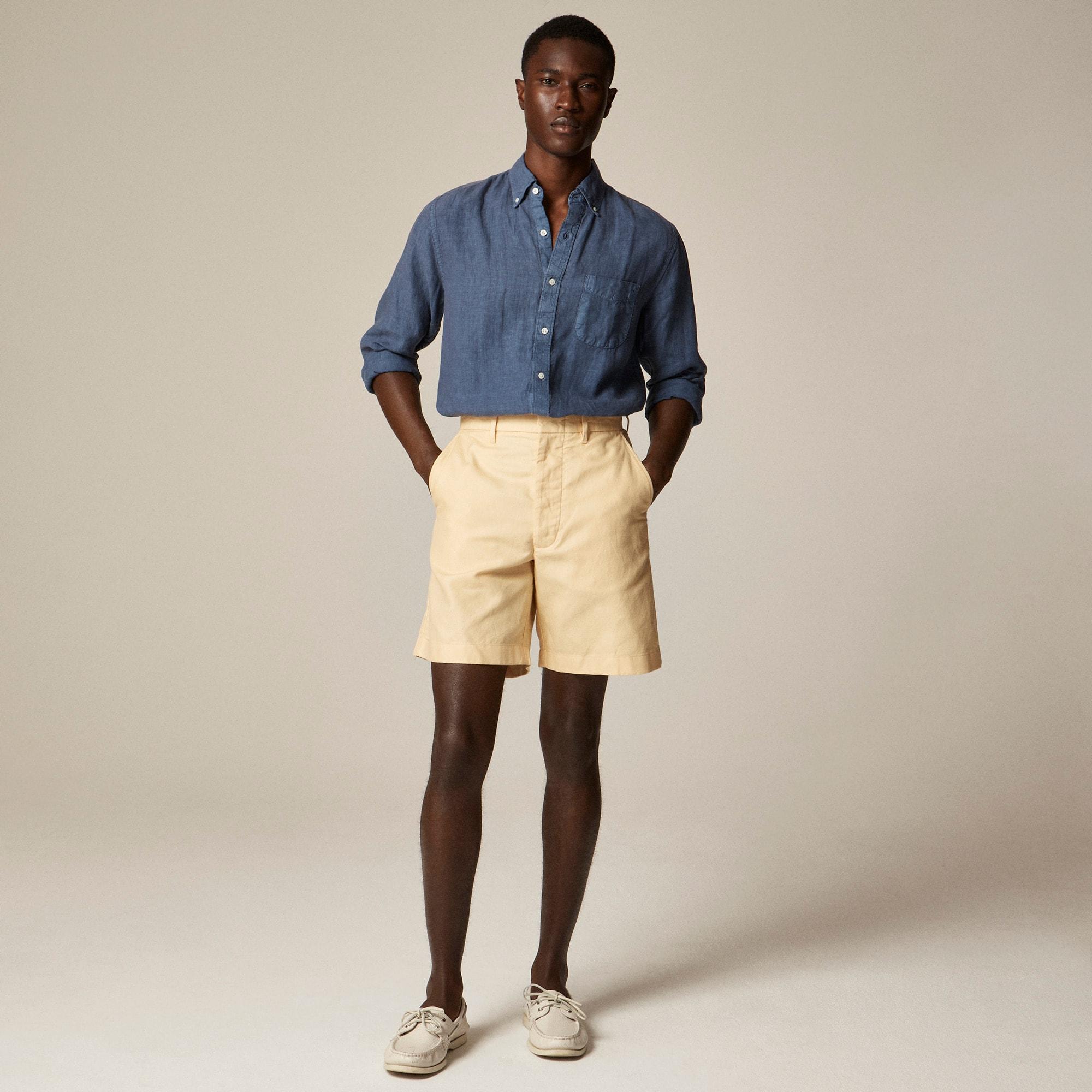 8" cotton-linen blend dress short Product Image