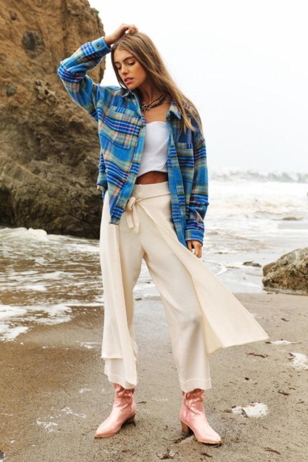 Blue Plaid Shacket Product Image