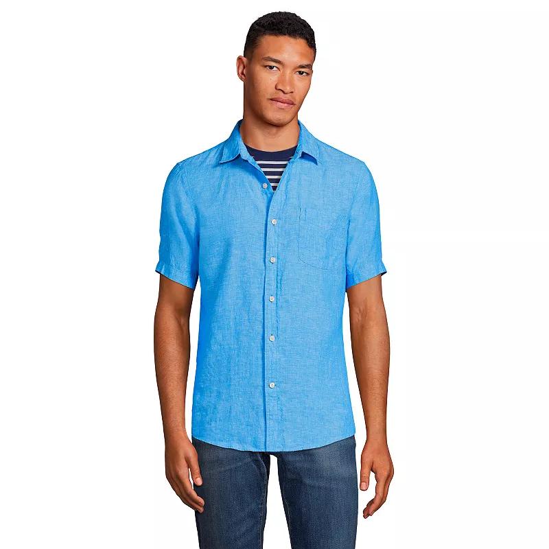 Big & Tall Lands End Traditional-Fit Linen Button-Down Shirt, Mens Product Image