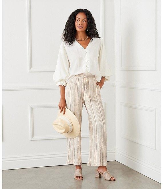 Karen Kane Twill Elastic Drawstring Wide Leg Pull-On Pants Product Image