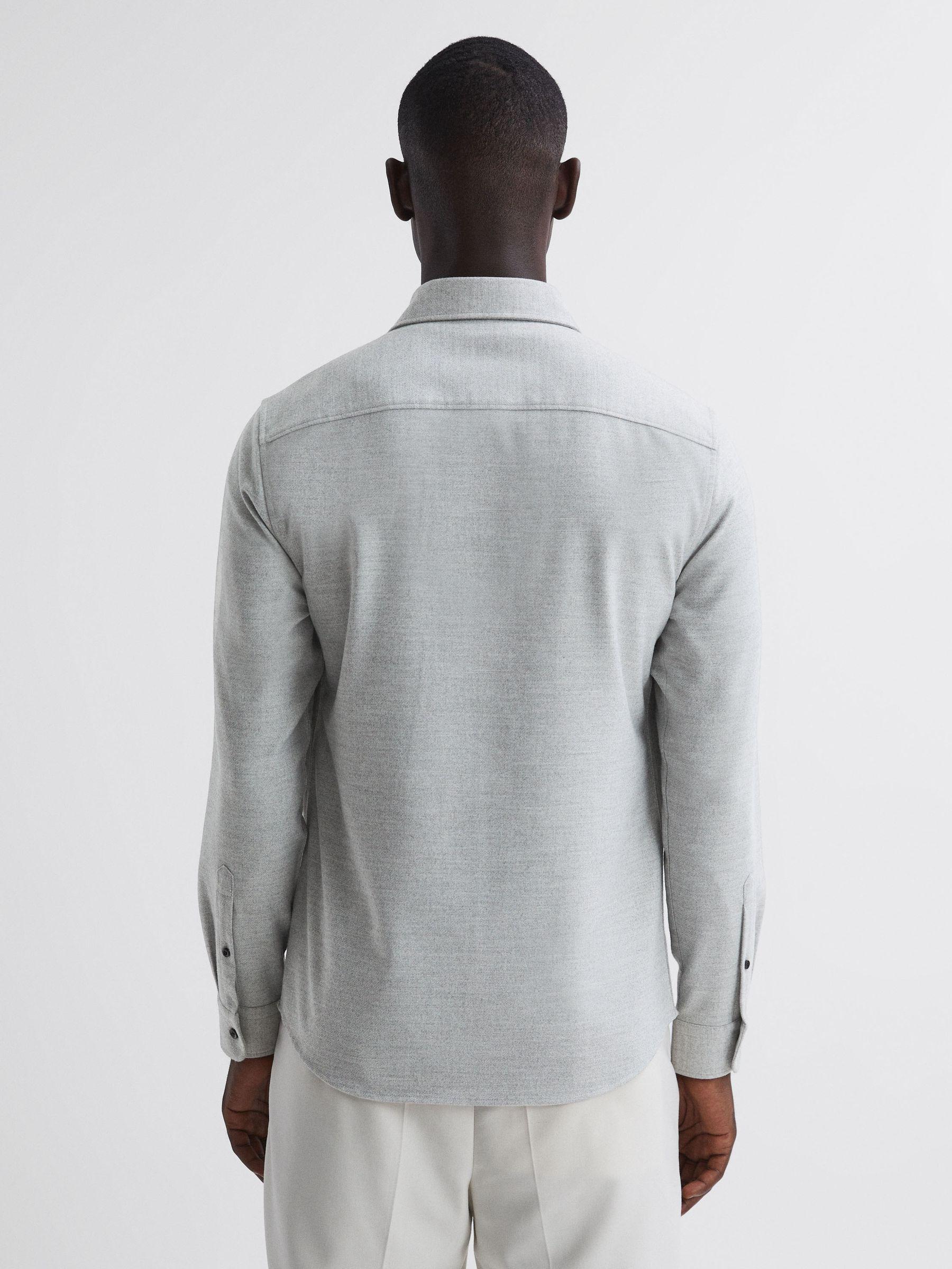 Button Through Twin Pocket Overshirt in Soft Grey Melange Product Image