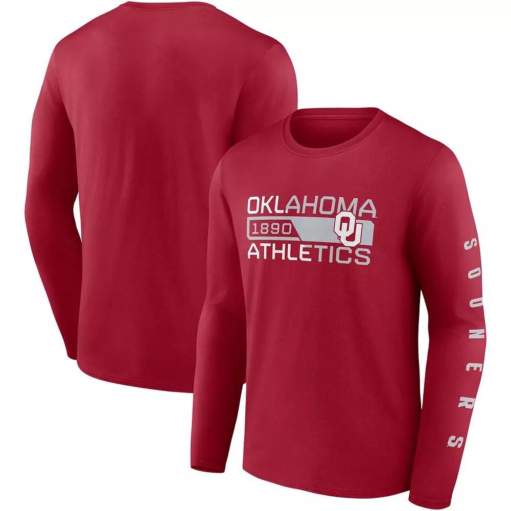 Men's Fanatics Branded Crimson Oklahoma Sooners Broad Jump 2-Hit Long Sleeve T-Shirt, Size: Medium, Red Product Image