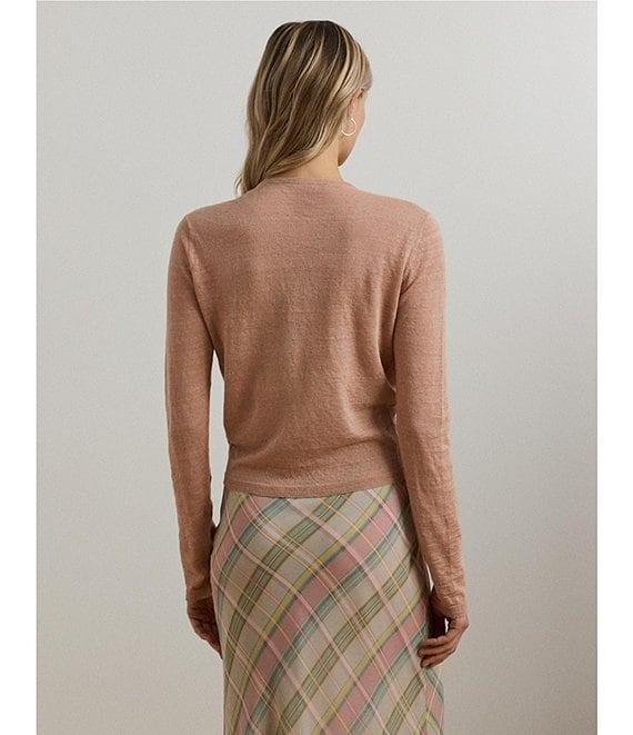 Lauren Ralph Lauren Linen Open Tie Front Long Sleeve Cardigan Product Image