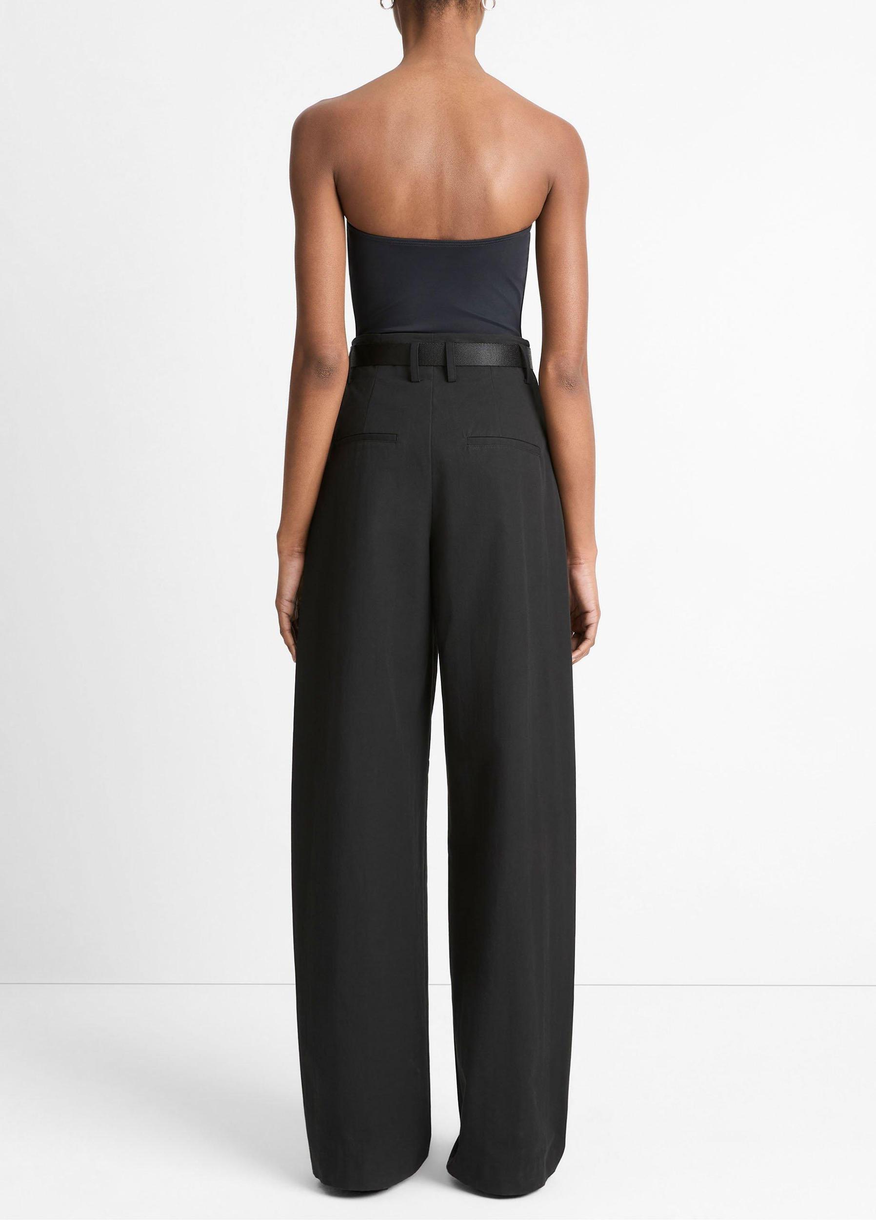 Cotton-Blend High-Rise Pleated Wide-Leg Trouser Product Image