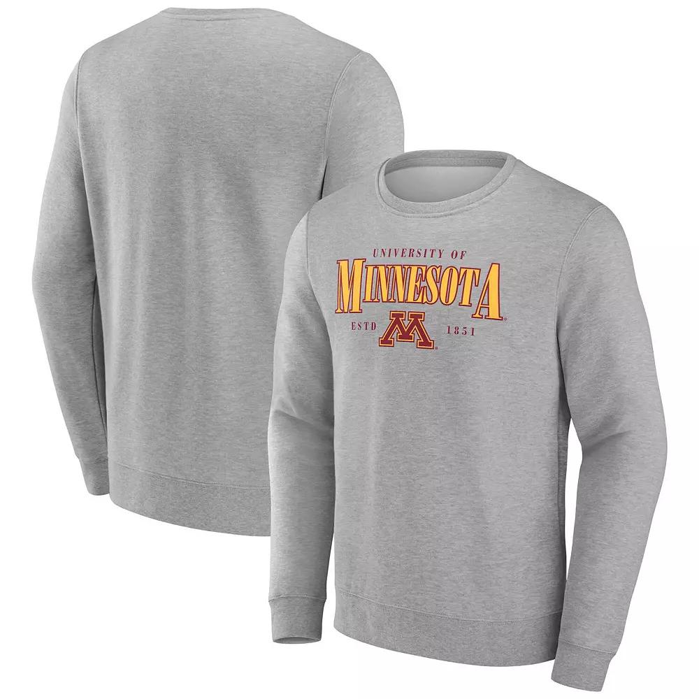 Men's Fanatics Gray Minnesota Golden Gophers True Classics Act Fast Fleece Pullover Sweatshirt,  Product Image