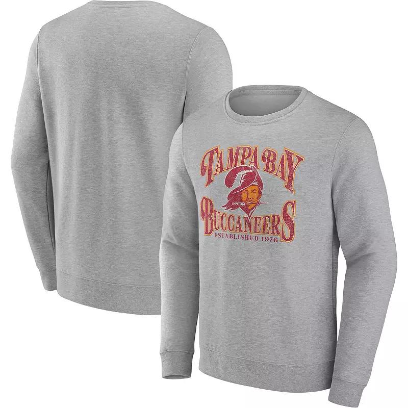 Men's Fanatics Branded Heathered Charcoal Tampa Bay Buccaneers Playability Pullover Sweatshirt,  Product Image