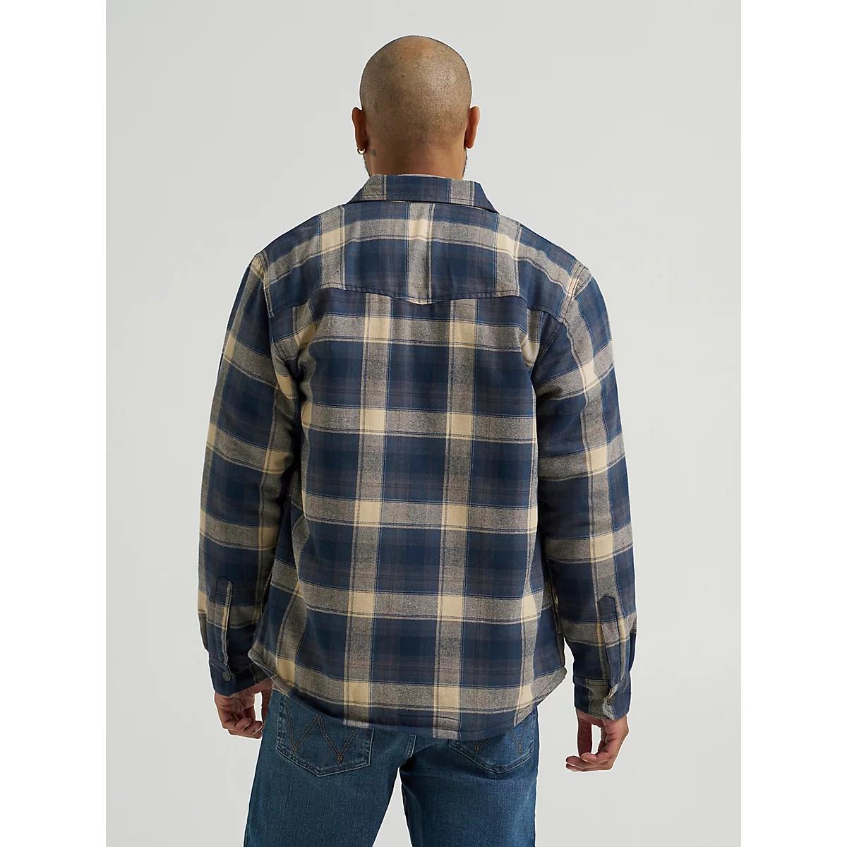 Men's Heavyweight Sherpa Lined Plaid Shirt Jacket in Midnight Product Image