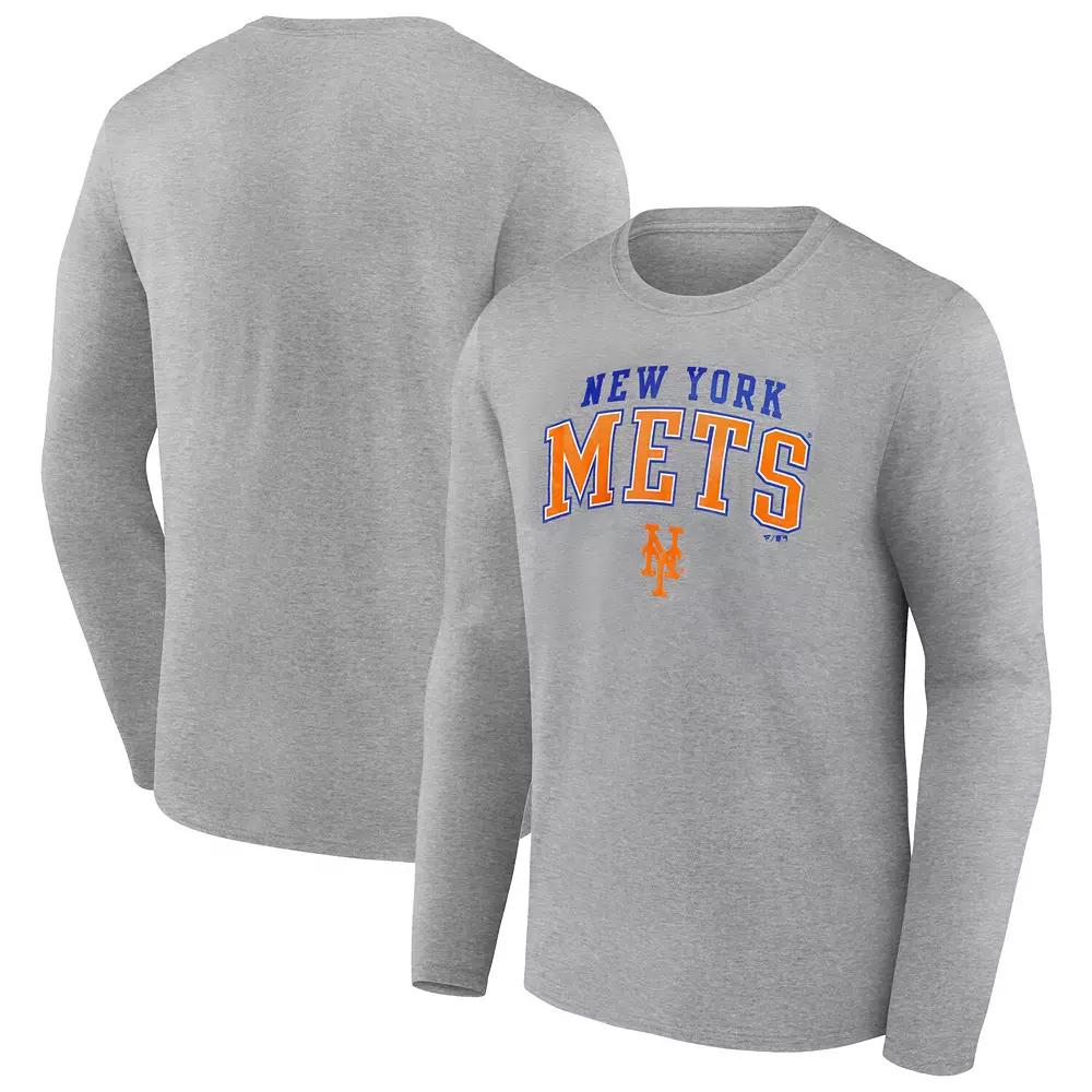 Men's Fanatics Heather Gray New York Mets Iconic Logo Long Sleeve T-Shirt,  Product Image