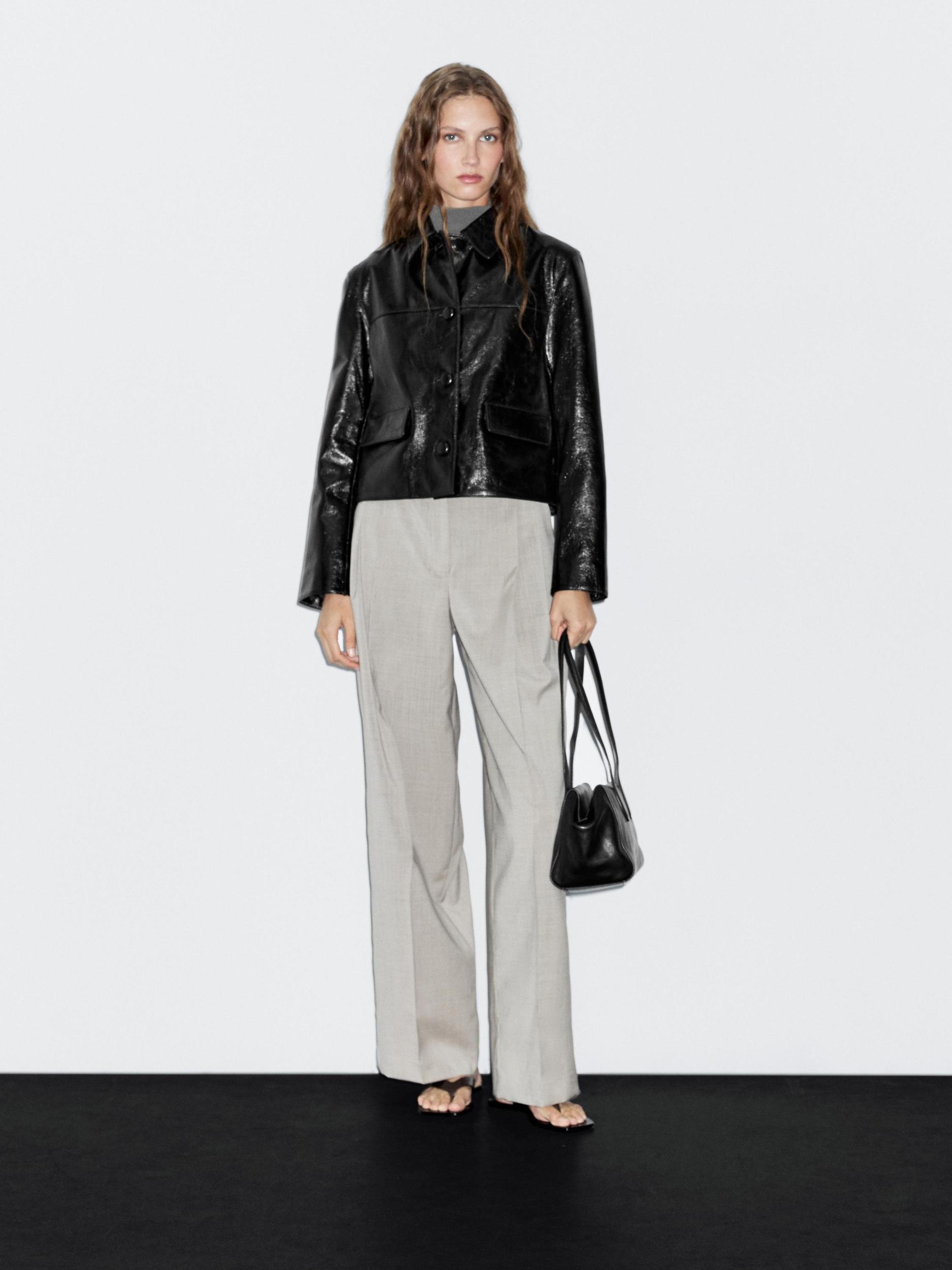 Cropped nappa leather jacket Product Image