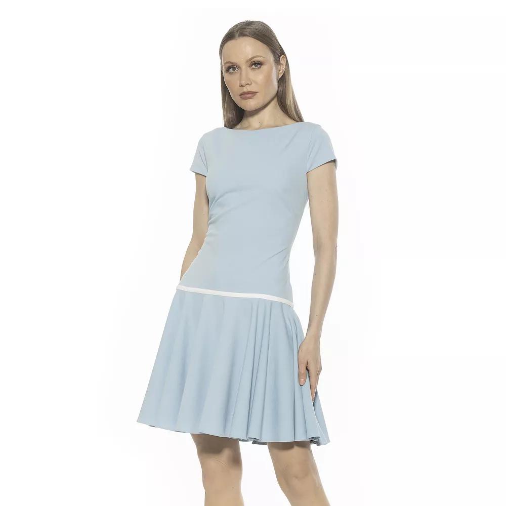 Women's ALEXIA ADMOR Aoife Boatneck Cap Sleeve Dropped Waist Dress,  Product Image