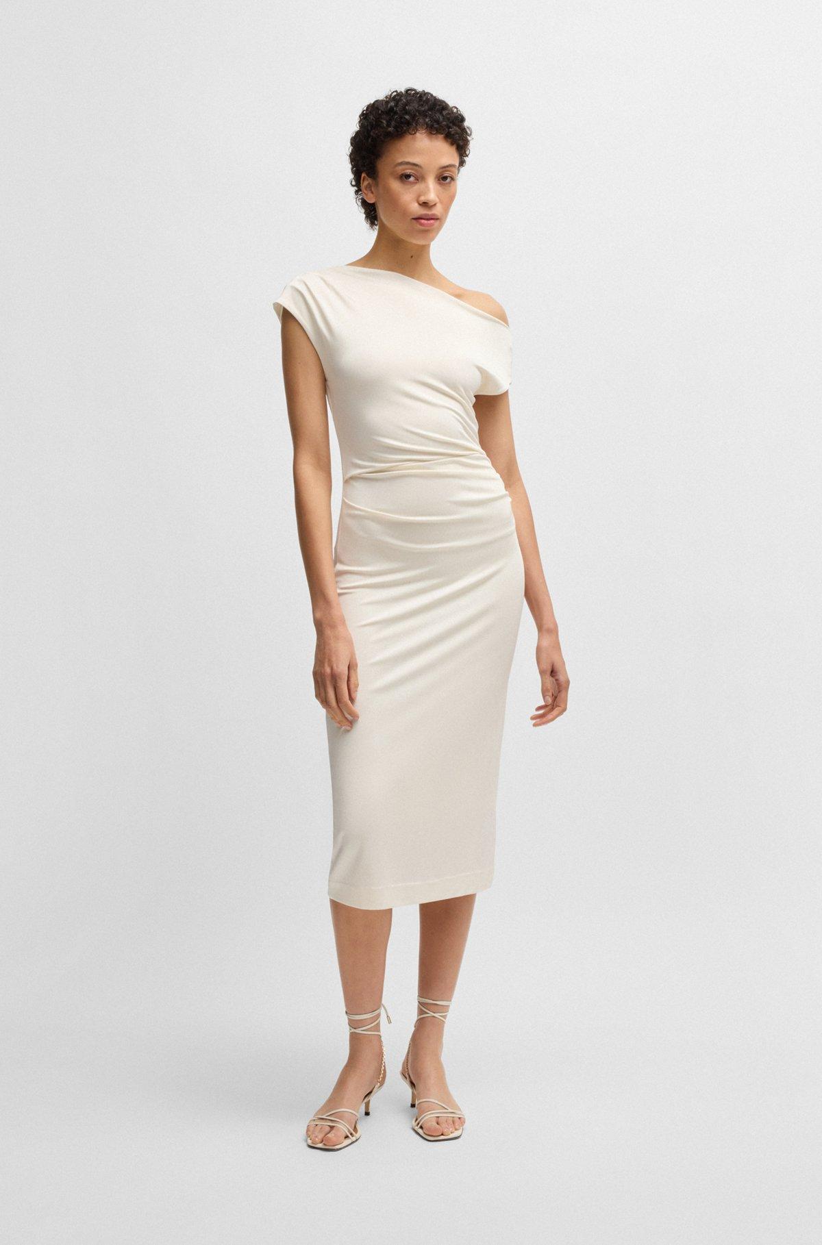 Stretch-jersey dress with off-the-shoulder neckline Product Image