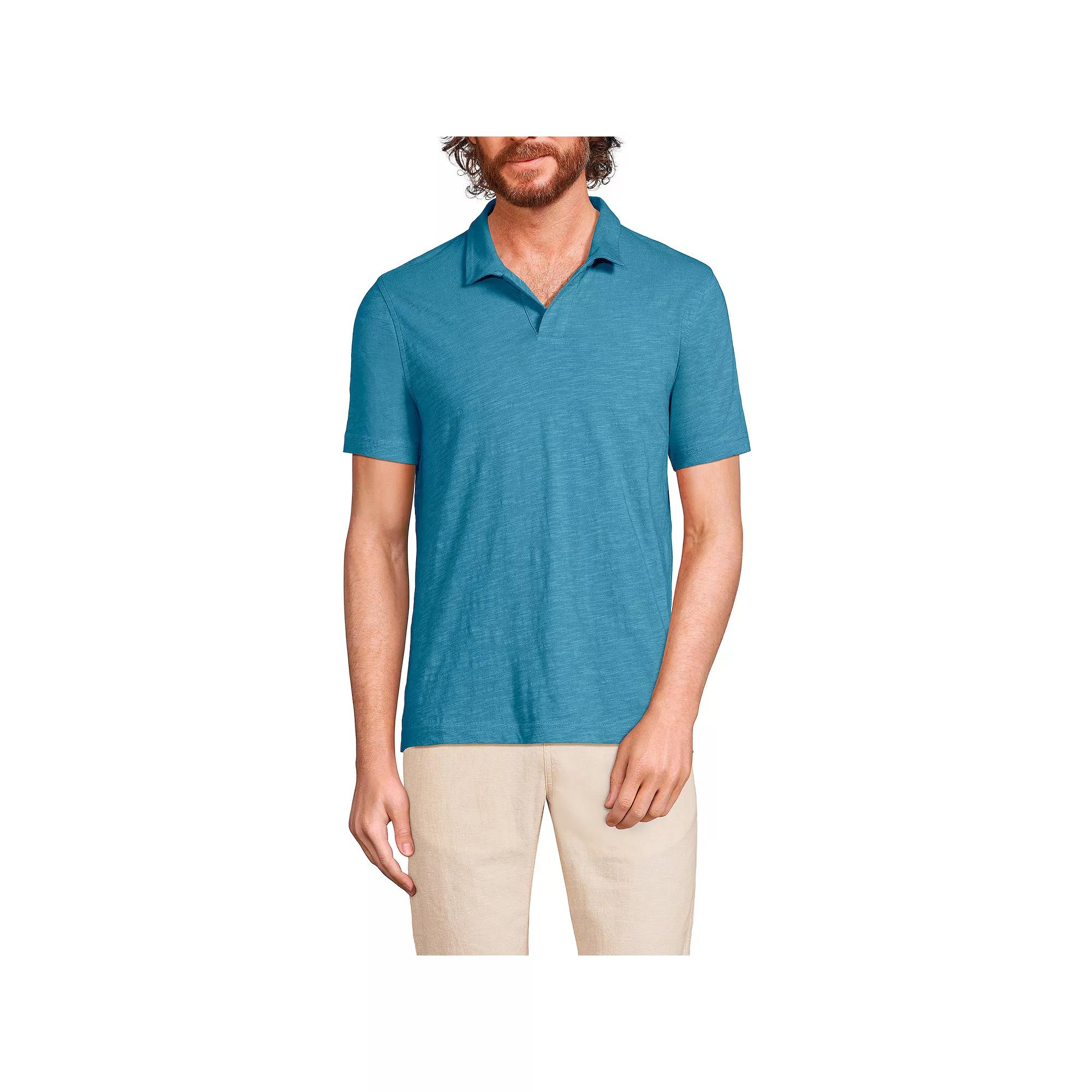Men's Lands' End Short Sleeve Polo, Size: XL, Muted Blue Product Image