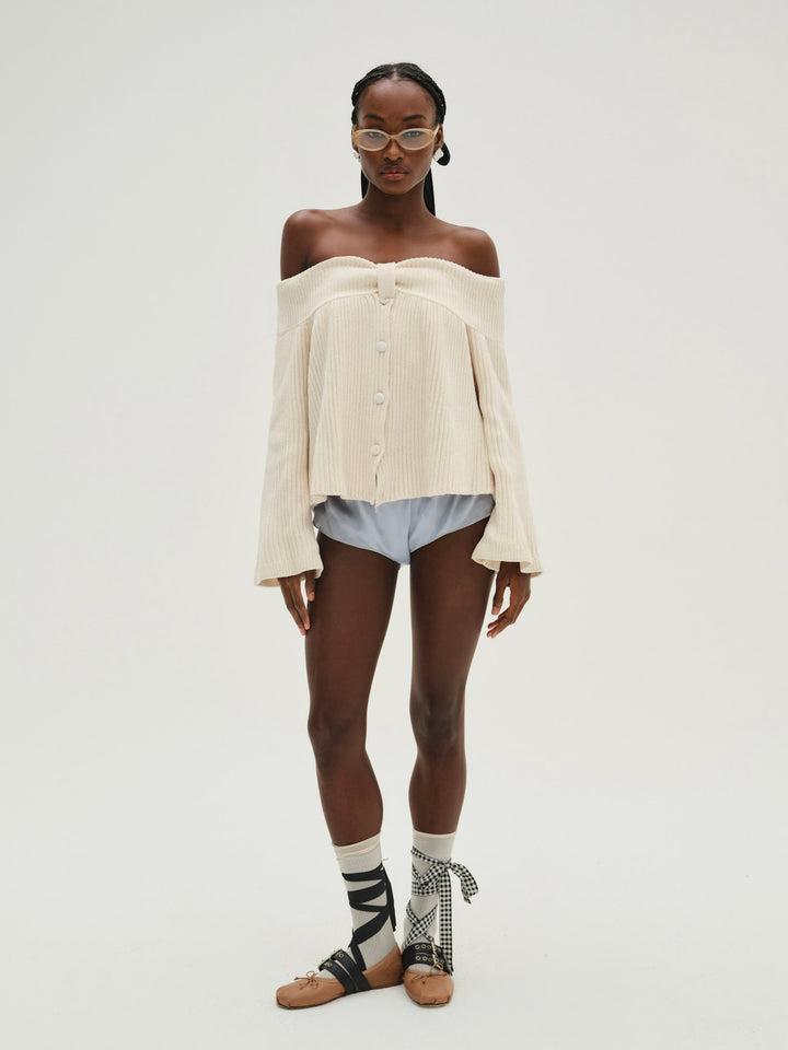 Paola Off Shoulder Sweater — Ivory Product Image