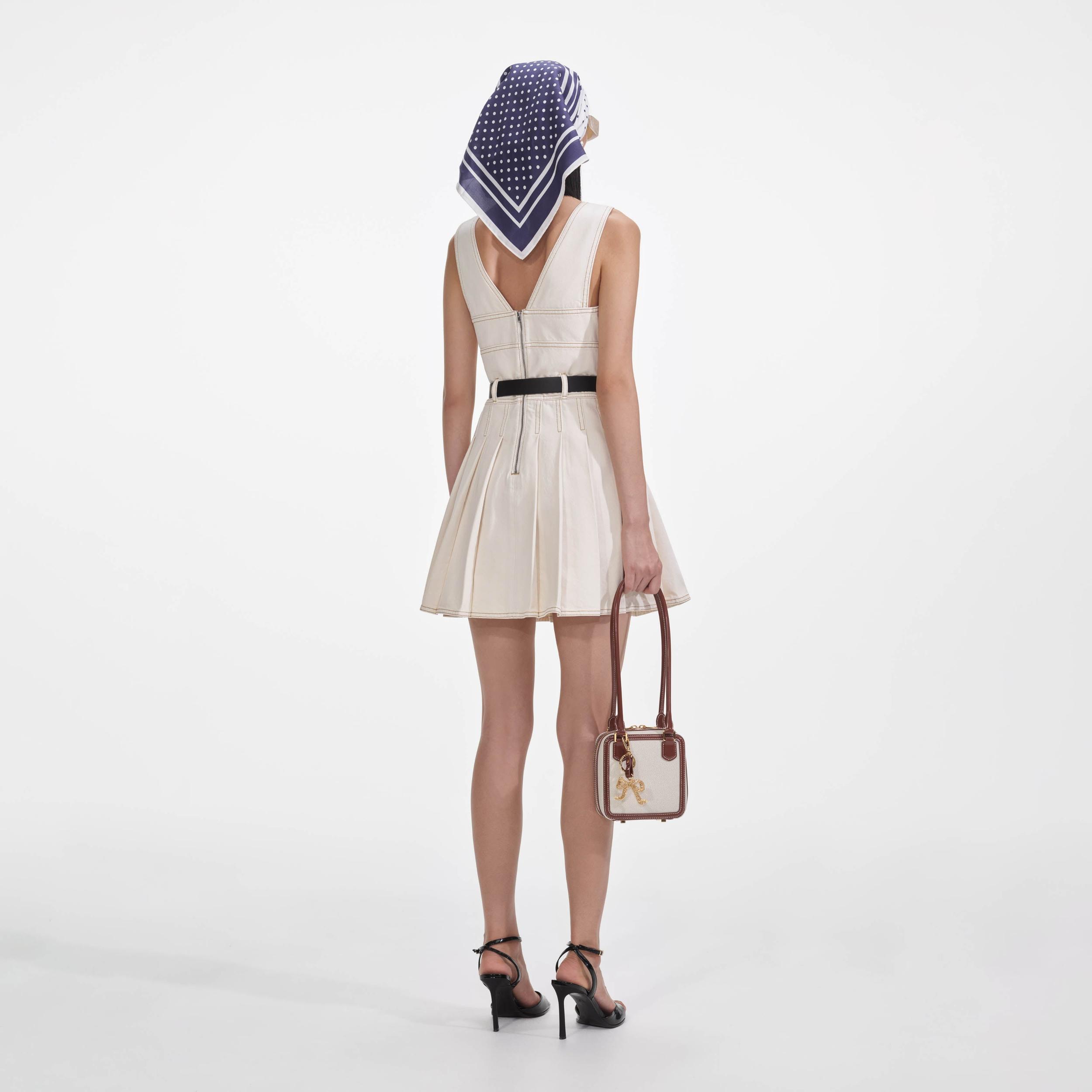 Cream Denim Mini Dress Product Image