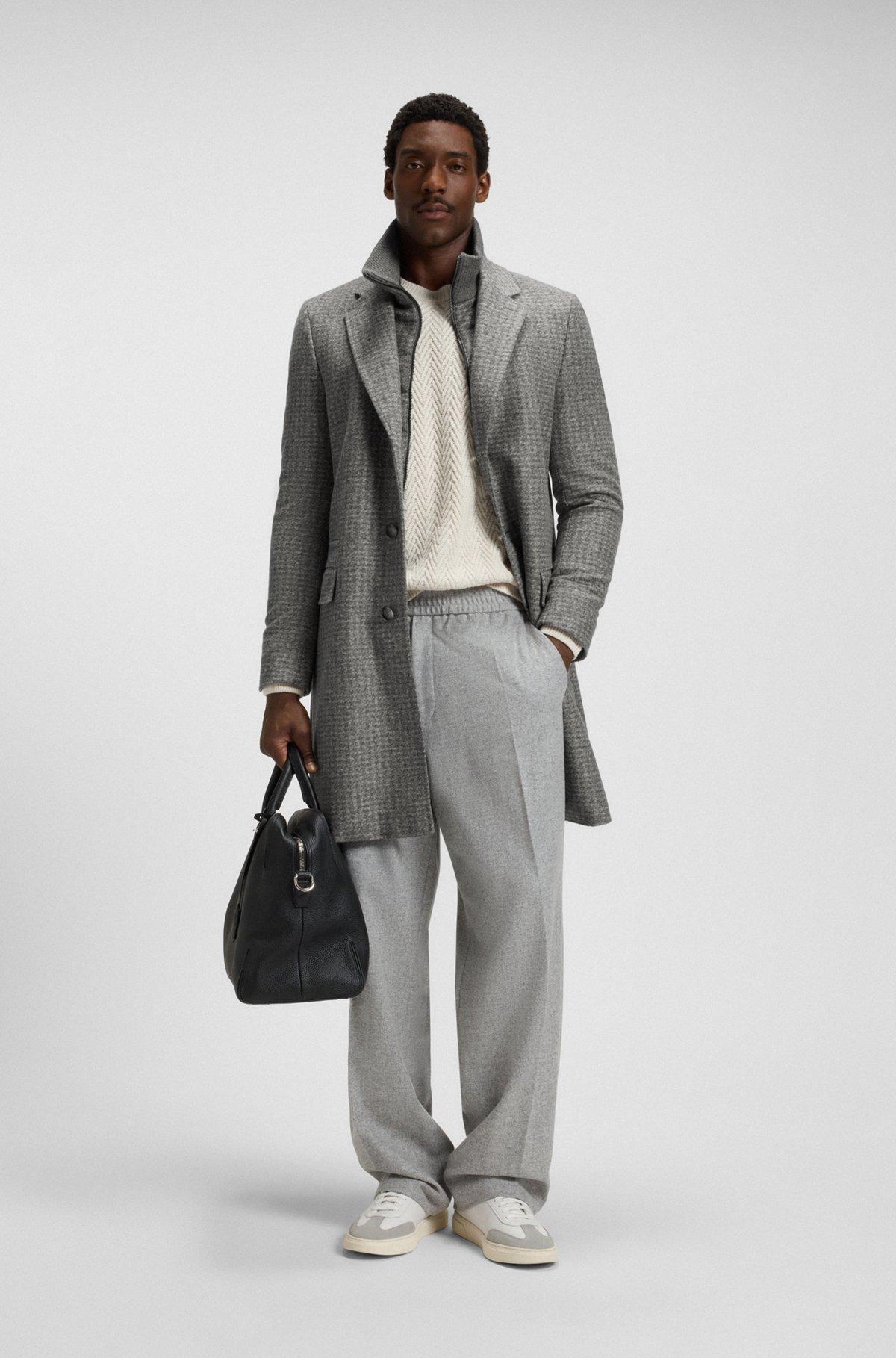 Slim-fit coat with detachable inner Product Image